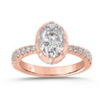14K ROSE GOLD 2 1/2CT ROUND/OVAL DIAMOND LADIES RING (CENTER STONE OVAL DIAMOND 2CT)