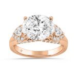 14K ROSE GOLD 3 3/4CT ROUND/PEAR/OVAL DIAMOND LADIES RING (CENTER STONE OVAL DIAMOND 3CT)