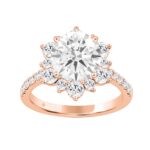 14K ROSE GOLD 3.00CT ROUND DIAMOND LADIES RING (CENTER STONE ROUND DIAMOND 2CT)