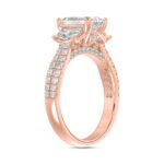 14K ROSE GOLD 3.00CT ROUND/EMERALD/CADILLAC DIAMOND LADIES RING (CENTER STONE EMERALD DIAMOND 2CT) - Image 3