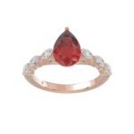 14K ROSE GOLD 3.00CT ROUND/RUBY PEAR/MARQUISE DIAMOND LADUES RING (CENTER STONE PEAR RUBY DIAMOND 2 1/4CT)