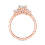 14K ROSE GOLD 3/4CT ROUND/TRAPEZOID DIAMOND LADIES RING (CENTER STONE EMERALD DIAMOND 2CT) - Image 2