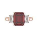 14K ROSE GOLD 5 1/3CT EMERALD DIAMOND LADIES RING (EMERALD RUBY) - Image 5