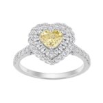 14K WHITE GOLD 1 1/2CT  ROUND/YELLOW HEART DIAMOND LADIES RING
