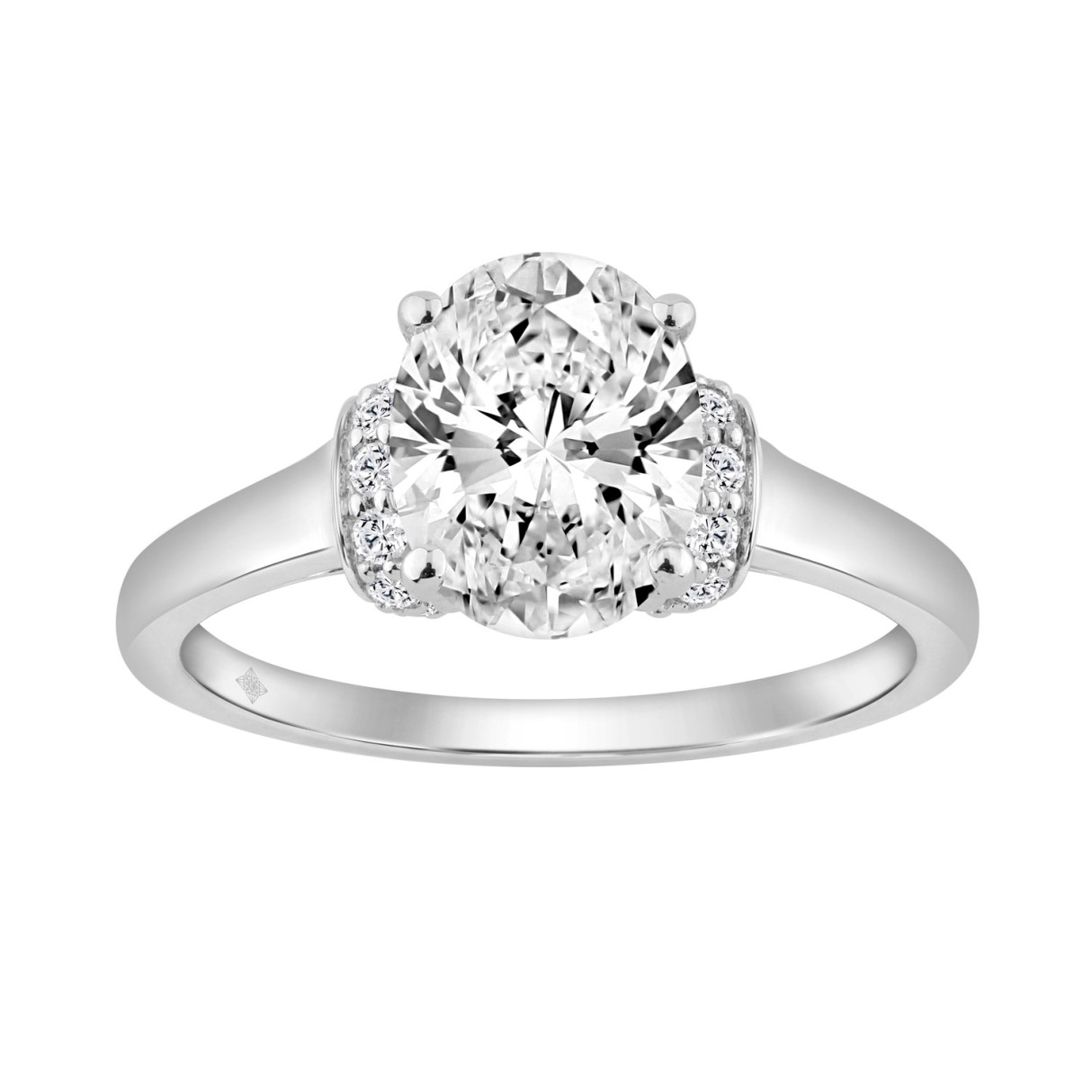 14K WHITE GOLD 1 1/2CT OVAL/ROUND DIAMOND LADIES RING - Image 1