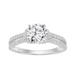 14K WHITE GOLD 1 1/2CT ROUND DIAMOND LADIES BRIDAL RING (CENTER STONE ROUND DIAMOND 1CT)
