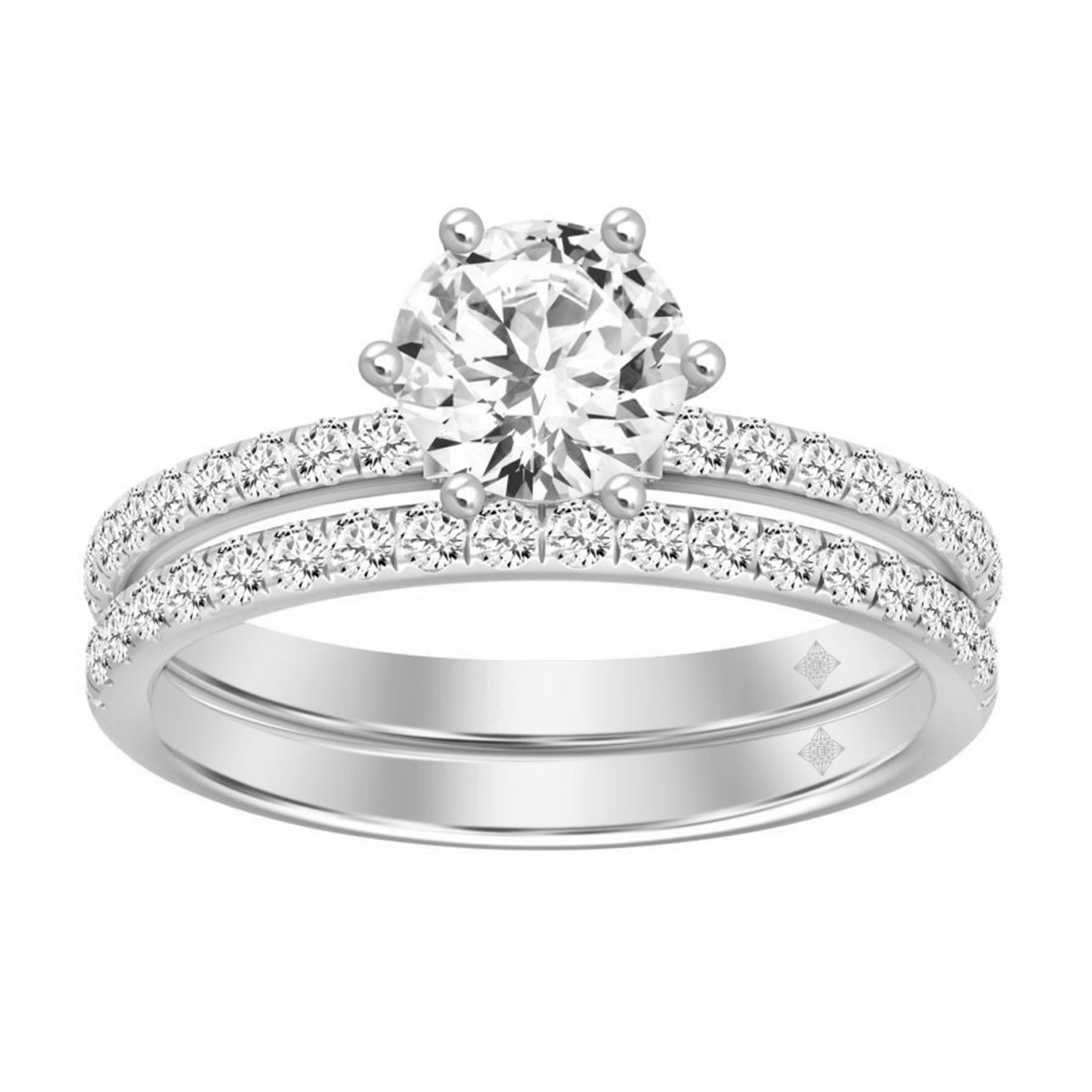 14K WHITE GOLD 1 1/2CT ROUND DIAMOND LADIES BRIDAL SET (CENTER STONE ROUND DIAMOND 1CT) - Image 1