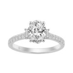 14K WHITE GOLD 1 1/2CT ROUND/OVAL/BAGUETTE DIAMOND LADIES RING (CENTER STONE OVAL DIAMOND 1 1/4CT)