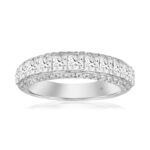 14K WHITE GOLD 1 1/2CT ROUND/PRINCESS DIAMOND LADIES BAND