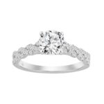 14K WHITE GOLD 1 1/3CT ROUND DIAMOND LADIES BRIDAL RING (CENTER STONE ROUND DIAMOND 1CT)