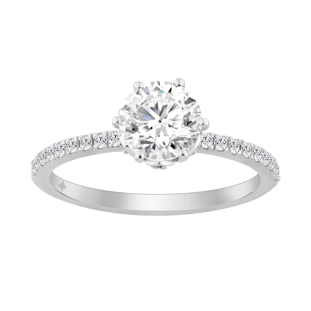 14K WHITE GOLD 1 1/3CT ROUND DIAMOND LADIES RING (CENTER STONE ROUND DIAMOND 1CT) - Image 1