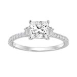 14K WHITE GOLD 1 1/3CT ROUND/BAGUETTE/PRINCESS DIAMOND LADIES RING (CENTER STONE PRINCESS DIAMOND 1CT)