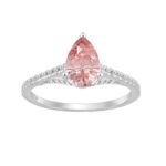 14K WHITE GOLD 1 1/3CT ROUND/PEAR DIAMOND LADIES RING (CENTER STONE PINK PEAR DIAMOND 1CT)