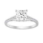 14K WHITE GOLD 1 1/3CT ROUND/PRINCESS DIAMOND LADIES RING (CENTER STONE PRINCESS DIAMOND 1CT)