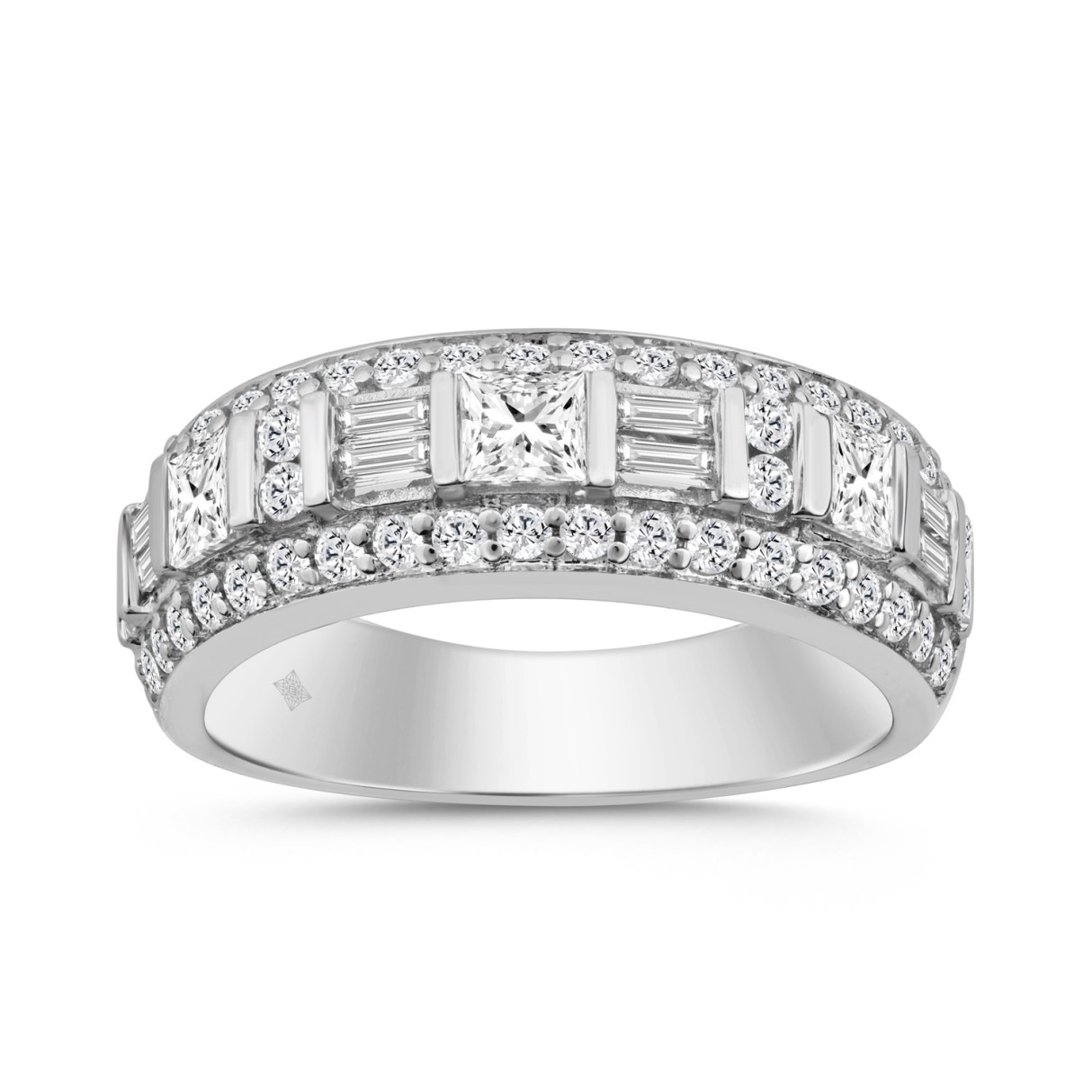14K WHITE GOLD 1 1/4CT ROUND/BAGUETTE/PRINCESS DIAMOND LADIES BAND - Image 1
