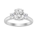 14K WHITE GOLD 1 3/4CT OVAL/ROUND DIAMOND LADIES RING