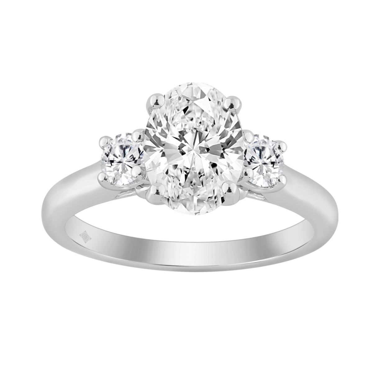 14K WHITE GOLD 1 3/4CT OVAL/ROUND DIAMOND LADIES RING - Image 1