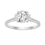 14K WHITE GOLD 1 3/4CT ROUND/BAGUETTE DIAMOND LADIES RING