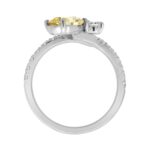 14K WHITE GOLD 1 3/4CT ROUND/PEAR DIAMOND LADIES RING (CENTER STONE YELLOW PEAR DIAMOND 1CT) - Image 2