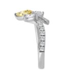 14K WHITE GOLD 1 3/4CT ROUND/PEAR DIAMOND LADIES RING (CENTER STONE YELLOW PEAR DIAMOND 1CT) - Image 3