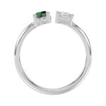 14K WHITE GOLD 1.00CT EMERALD/GREEN EMERALD PEAR DIAMOND LADIES RING - Image 2