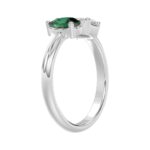 14K WHITE GOLD 1.00CT EMERALD/GREEN EMERALD PEAR DIAMOND LADIES RING - Image 3
