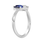 14K WHITE GOLD 1.00CT EMERALD/PEAR BLUE SAPPHIRE DIAMOND LADIES RING - Image 3