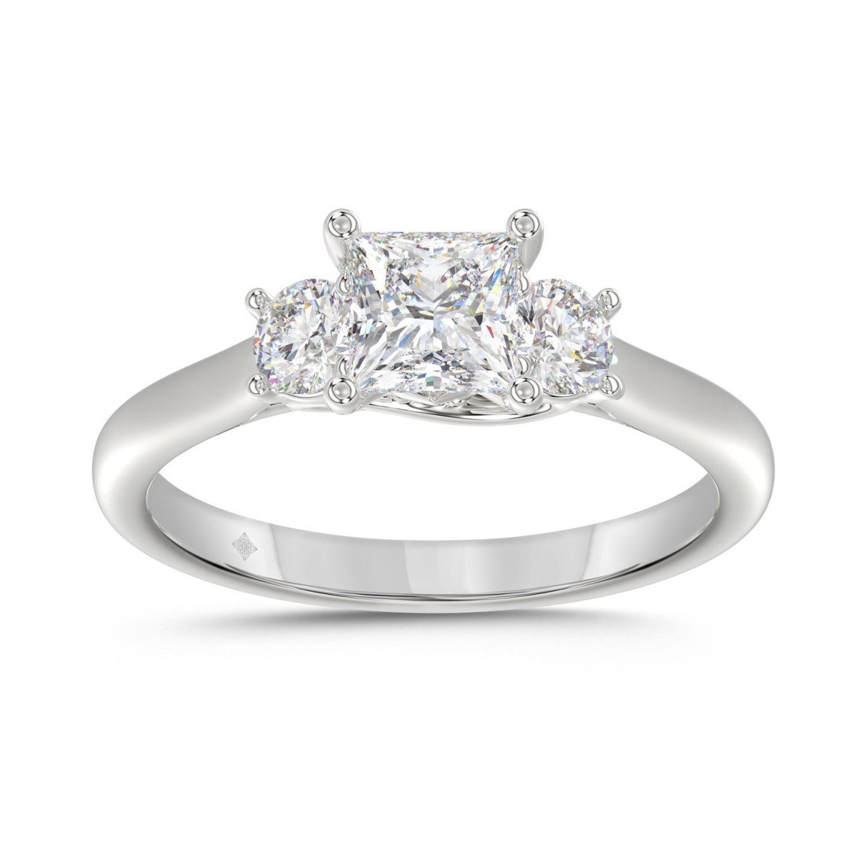 14K WHITE GOLD 1.00CT PRINCESS/ROUND DIAMOND LADIES RING (CENTER STONE PRINCESS DIAMOND 3/4CT) - Image 1