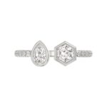 14K WHITE GOLD 1.00CT ROUND/PEAR/HEXAGON DIAMOND LADIES RING - Image 5