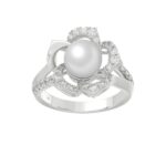 14K WHITE GOLD 1/2CT ROUND/PEARL DIAMOND LADIES RING