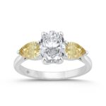 14K WHITE GOLD 2 1/2CT OVAL/YELLOW PEAR DIAMOND LADIES RING (CENTER STONE OVAL DIAMOND 1 1/2CT)