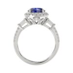14K WHITE GOLD 2 1/2CT ROUND/BAGUETTE DIAMOND LADIES RING (CENTER STONE BLUE SAPPHIRE ROUND DIAMOND 2CT) - Image 2