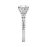14K WHITE GOLD 2 1/2CT ROUND/CUSHION/BAGUETTE DIAMOND LADIES RING (CENTER STONE CUSHION DIAMOND 2CT) - Image 3