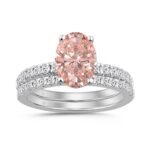14K WHITE GOLD 2 1/2CT ROUND/OVAL DIAMOND LADIES BRIDAL SET (CENTER STONE PINK OVAL DIAMOND 2.00CT)