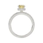 14K WHITE GOLD 2 1/2CT ROUND/OVAL DIAMOND LADIES RING (CENTER STONE YELLOW OVAL DIAMOND 2CT) - Image 2