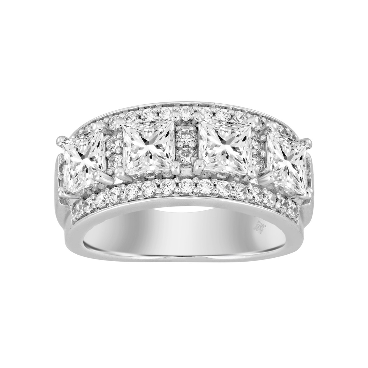 14K WHITE GOLD 2 1/2CT ROUND/PRINCESS DIAMOND LADIES BAND - Image 1