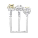 14K WHITE GOLD 2 1/2CT ROUND/YELLOW CUSHION DIAMOND LADIES RING - Image 2