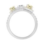 14K WHITE GOLD 2 1/2CT ROUND/YELLOW CUSHION DIAMOND LADIES RING - Image 3