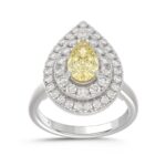 14K WHITE GOLD 2 1/2CT ROUND/YELLOW PEAR DIAMOND LADIES RING