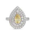 14K WHITE GOLD 2 1/2CT ROUND/YELLOW PEAR DIAMOND LADIES RING - Image 2