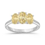14K WHITE GOLD 2 1/2CT YELLOW OVAL DIAMOND LADIES RING