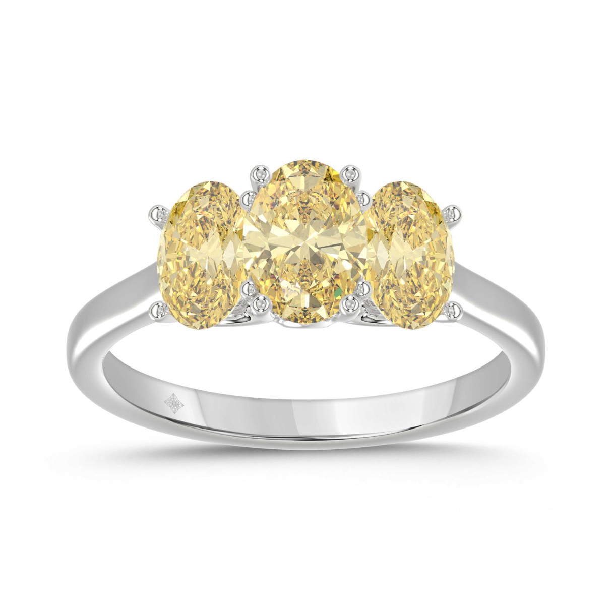 14K WHITE GOLD 2 1/2CT YELLOW OVAL DIAMOND LADIES RING - Image 1