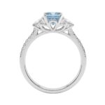 14K White Gold 2 1/4 Ct RADIANT Cut Blue Diamond & Trapezoid/Round Diamond Ring  RADIANT Blue 1 1/2Ct Center Stone For Women Engagement Ring, Fine - Image 2