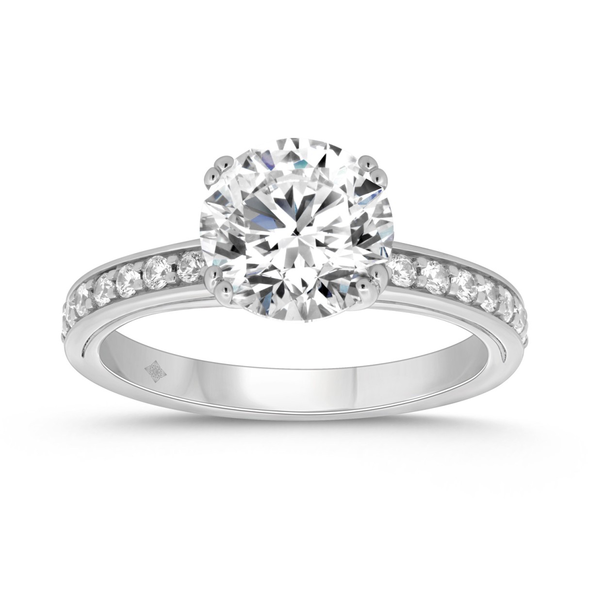 14K WHITE GOLD 2 1/4CT ROUND DIAMOND LADIES RING (CENTER STONE ROUND DIAMOND 2CT) - Image 1