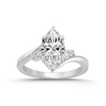 14K WHITE GOLD 2 1/4CT ROUND/MARQUISE DIAMOND LADIES RING (CENTER STONE MARQUISE DIAMOND 2CT)