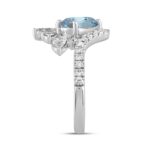 14K WHITE GOLD 2 1/4CT ROUND/MARQUISE/OVAL DIAMOND LADIES RING (CENTER STONE BLUE OVAL DIAMOND 1 1/2CT) - Image 2