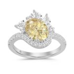 14K WHITE GOLD 2 1/4CT ROUND/MARQUISE/OVAL DIAMOND LADIES RING (CENTER STONE YELLOW OVAL DIAMOND 1 1/2CT)
