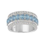 14K WHITE GOLD 2 1/4CT ROUND/OVAL DIAMOND LADIES BAND (CENTER STONE OVAL BLUE DIAMOND 1 5/8CT)