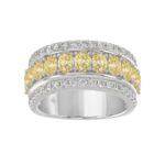 14K WHITE GOLD 2 1/4CT ROUND/OVAL DIAMOND LADIES BAND (CENTER STONE YELLOW OVAL DIAMOND 1 5/8CT)