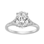 14K WHITE GOLD 2 1/4CT ROUND/OVAL DIAMOND LADIES BRIDAL RING (CENTER STONE OVAL DIAMOND 2CT)